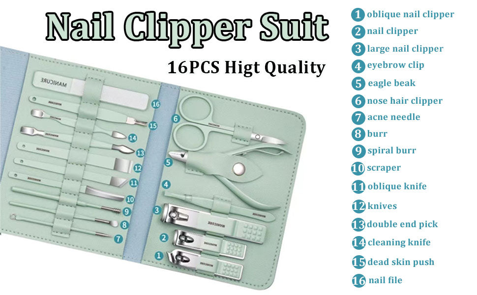 16pc Nail Clipper Manicure Set