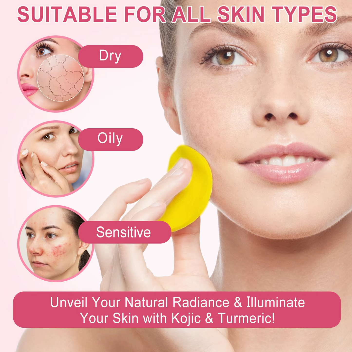 40pc Aliver Kojic Acid Turmeric Natural Skin Brightening Cleansing Pads