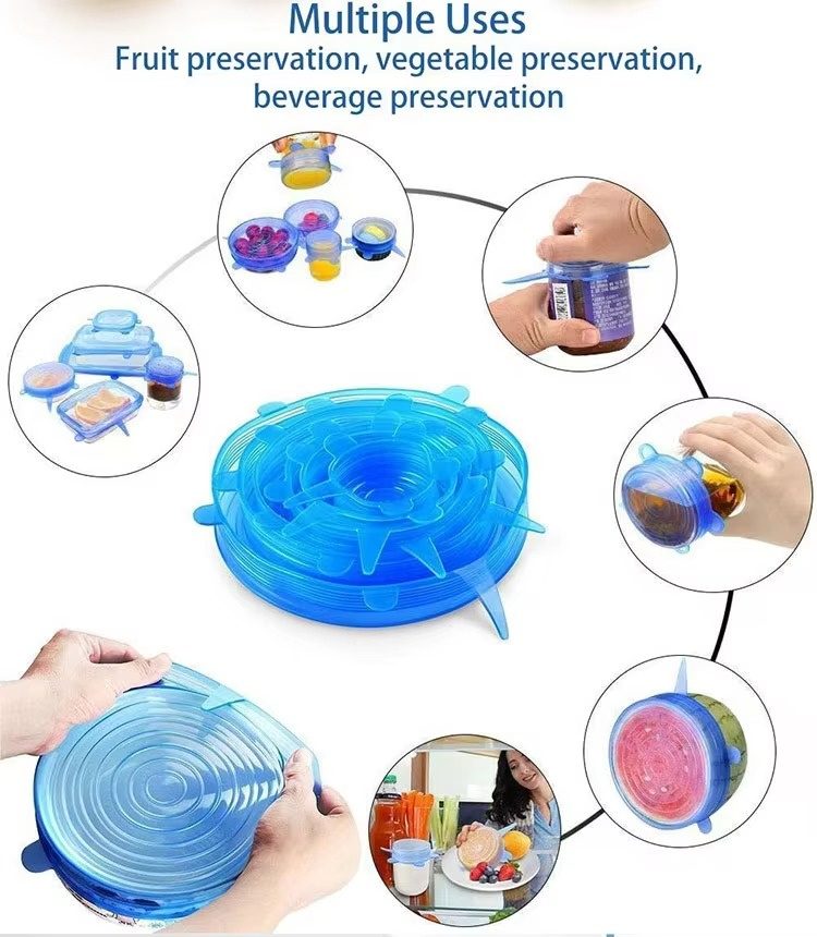 6pc Stretchable Silicone food covers for Food and Fruits