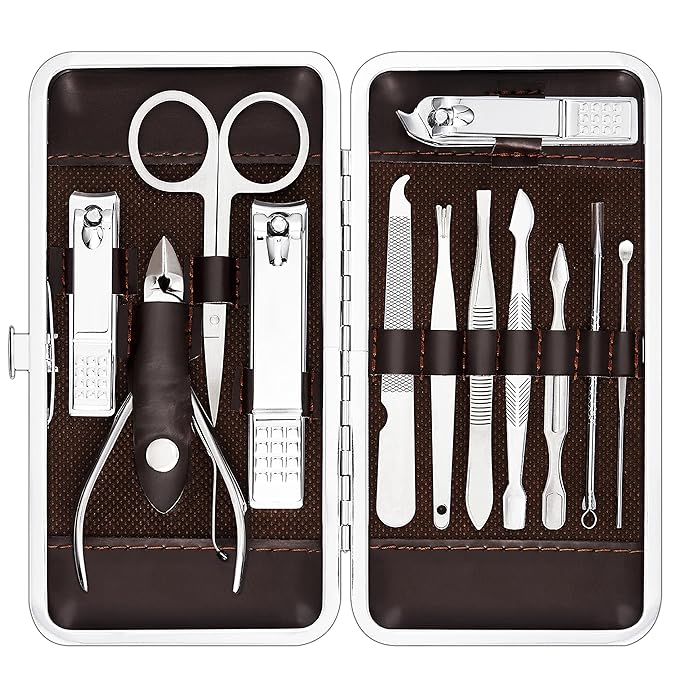 12pc Nail Clipper Manicure, pedicure, facial care set. Stainless steel