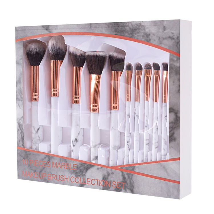 10Pcs Synthetic Hair Makeup Brush Kit High Quality Marble Professional Makeup Brush Set