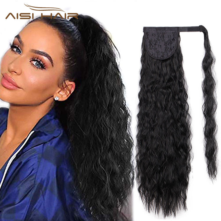 Synthetic Wavy Ponytail Hair Extension Wrap Around Fiber Hair extension with Heat Resistance