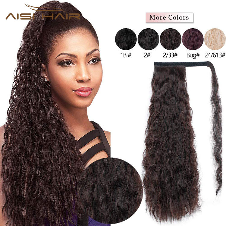 Synthetic Wavy Ponytail Hair Extension Wrap Around Fiber Hair extension with Heat Resistance