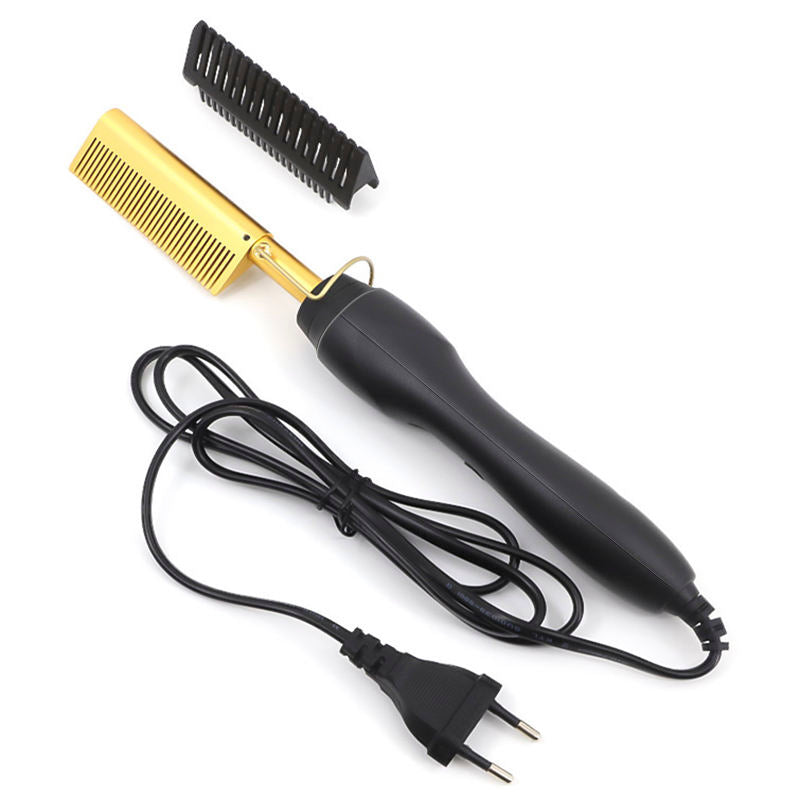 Hot Hair Straightening Heat Pressing Comb Ceramic Security Portable Curling Flat Iron Heated Brush Electric Straightening Comb