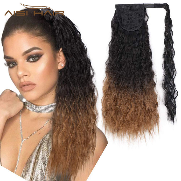 Synthetic Wavy Ponytail Hair Extension Wrap Around Fiber Hair extension with Heat Resistance