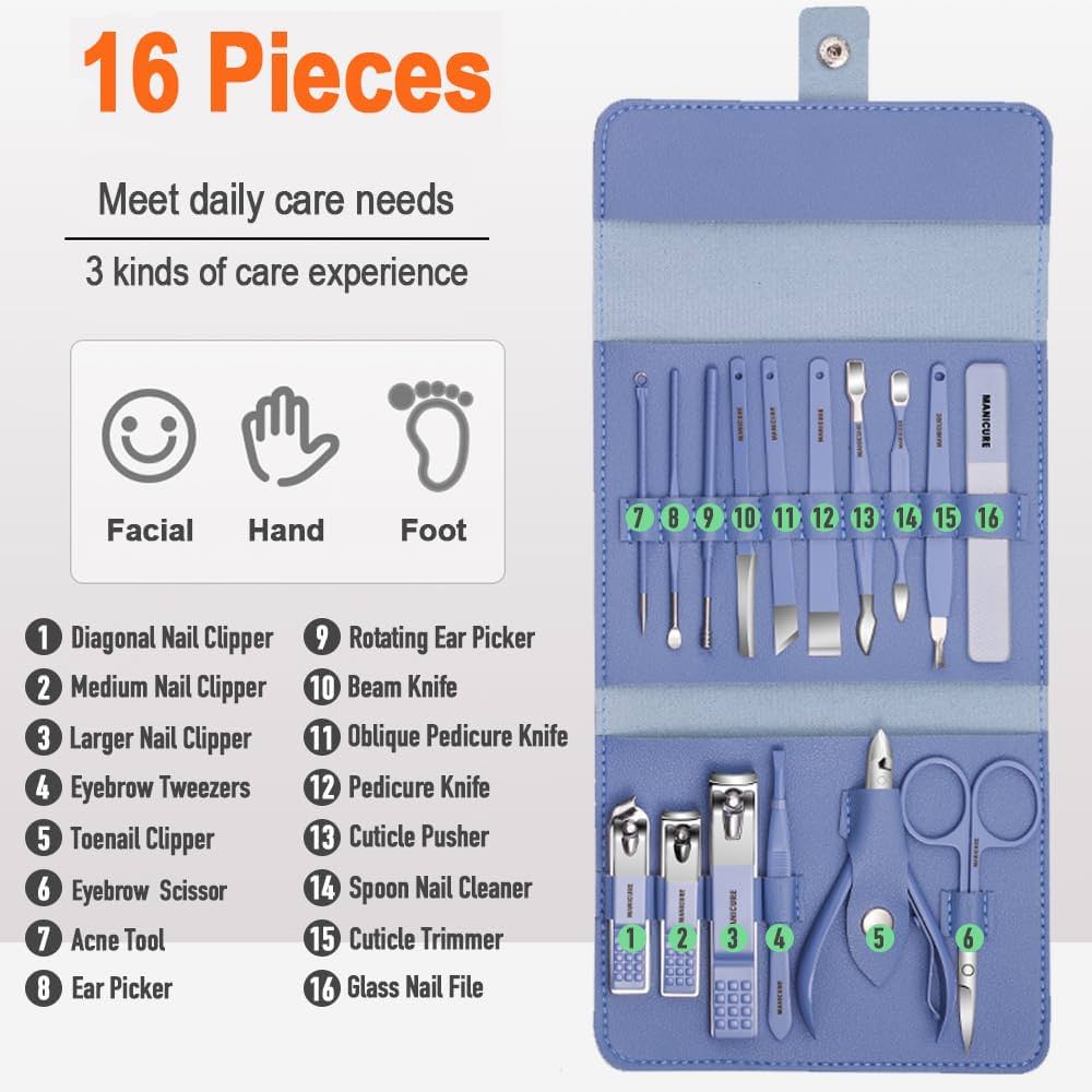 16pc Nail Clipper Manicure Set