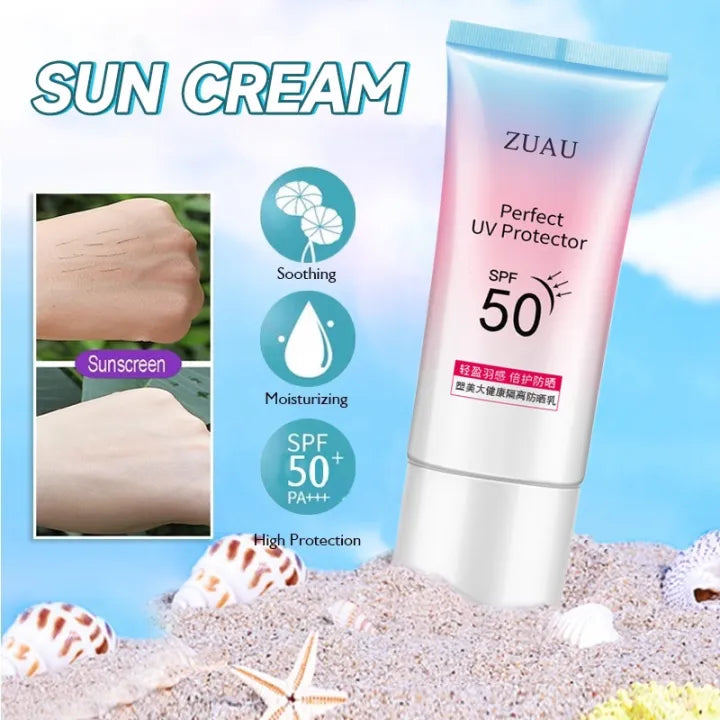 100% Authentic ZUAU Sun block for face and body SPF 50+ PA+++ UV Shield Sunscreen Repair Brighten Cream Moisturizer Facial Body Sunblock Sunscreen Brightening Sunscreen sun block for men and women