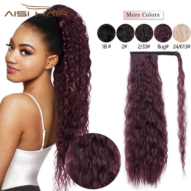 Synthetic Wavy Ponytail Hair Extension Wrap Around Fiber Hair extension with Heat Resistance