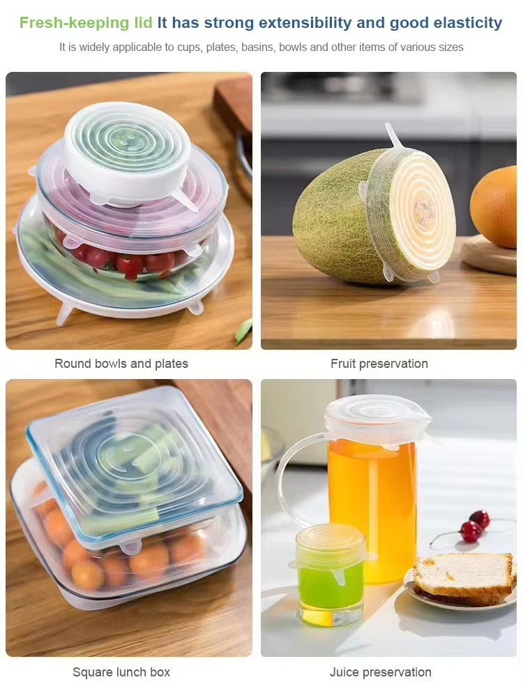 6pc Stretchable Silicone food covers for Food and Fruits