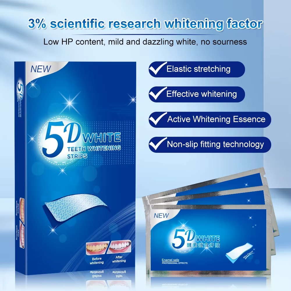 5D Teeth Whitening Strips - Powerful Stain Removal 7 Pairs