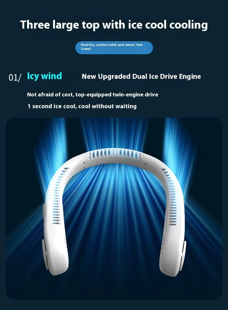 1500 MAh Bladeless Handsfree High Wind Neck Fan