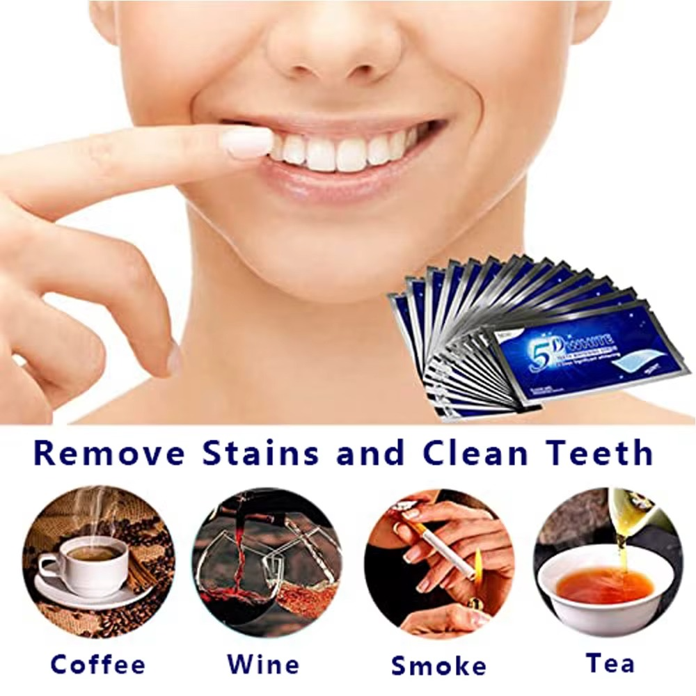 5D Teeth Whitening Strips - Powerful Stain Removal 7 Pairs