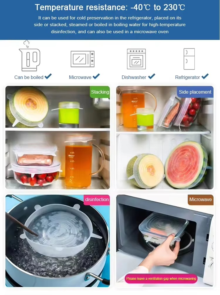 6pc Stretchable Silicone food covers for Food and Fruits