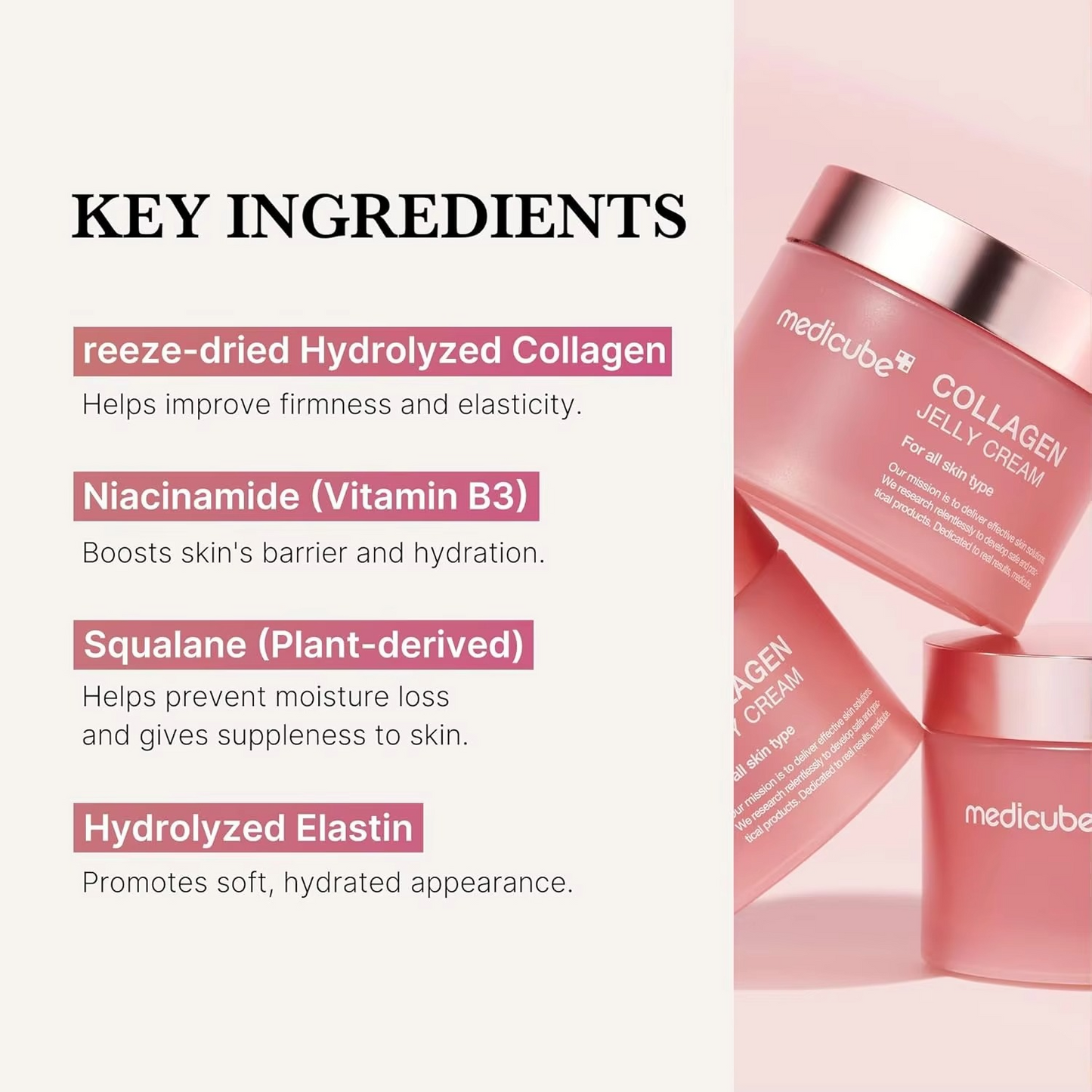 Medicube Collagen Jelly Cream Niacinamide Strengthens Skin's Barrier Moisturizes and Glows