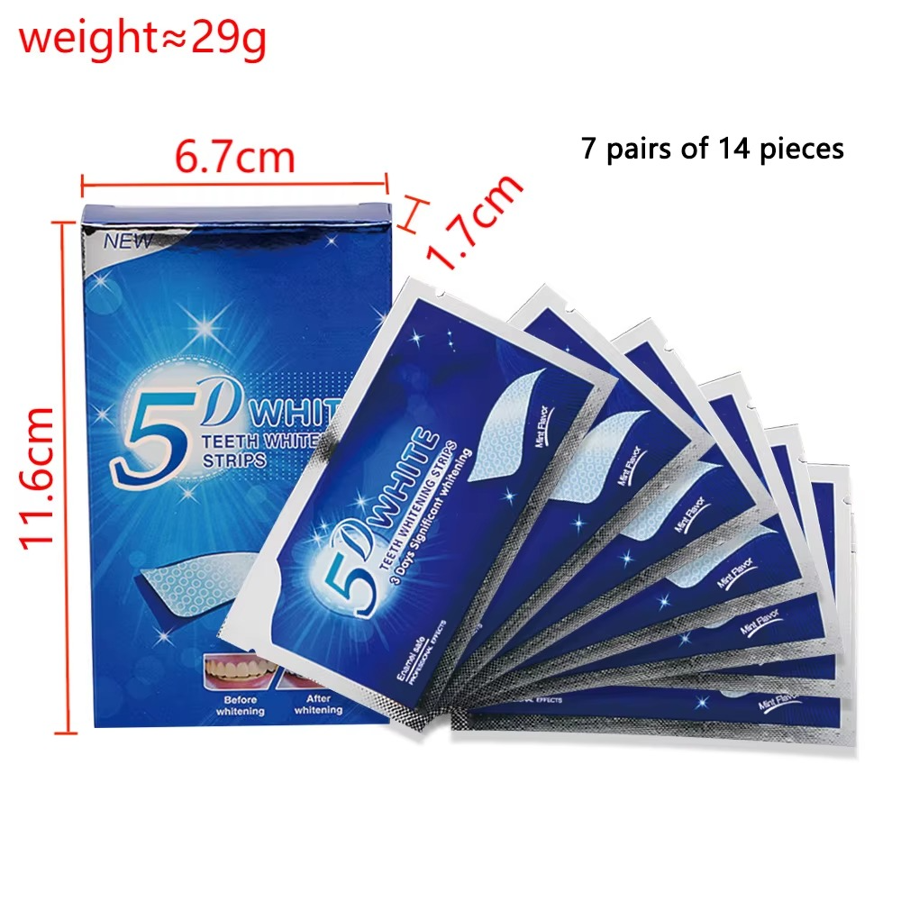 5D Teeth Whitening Strips - Powerful Stain Removal 7 Pairs