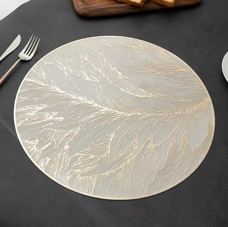 6pc Luxurious Gold table Mats set, Floral, Rectangular and Round.