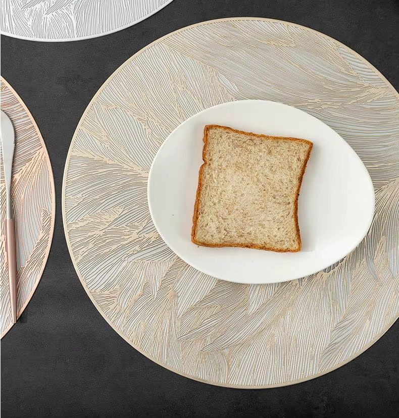 6pc Luxurious Gold table Mats set, Floral, Rectangular and Round.