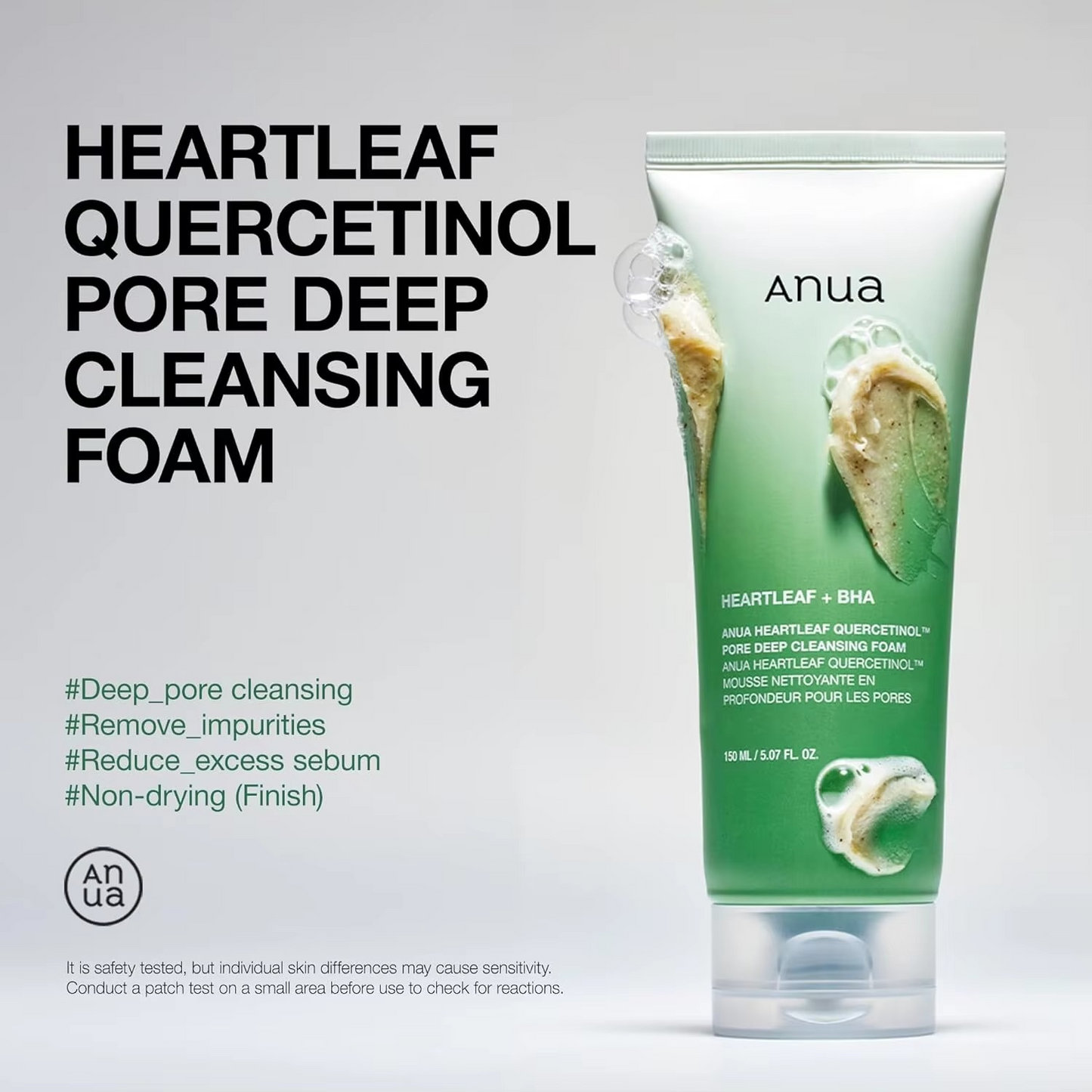 ANUA Heartleaf Quercetinol Pore Deep Cleansing Foaming Cleanser Hyaluronic Acid Face Wash
