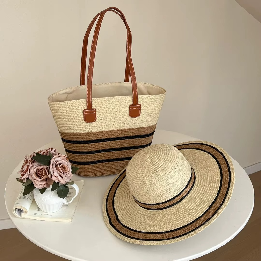 Luxe Straw Beach Bag & Hat Set