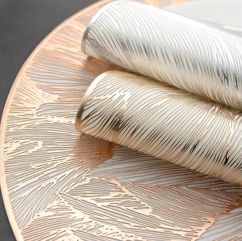 6pc Luxurious Gold table Mats set, Floral, Rectangular and Round.