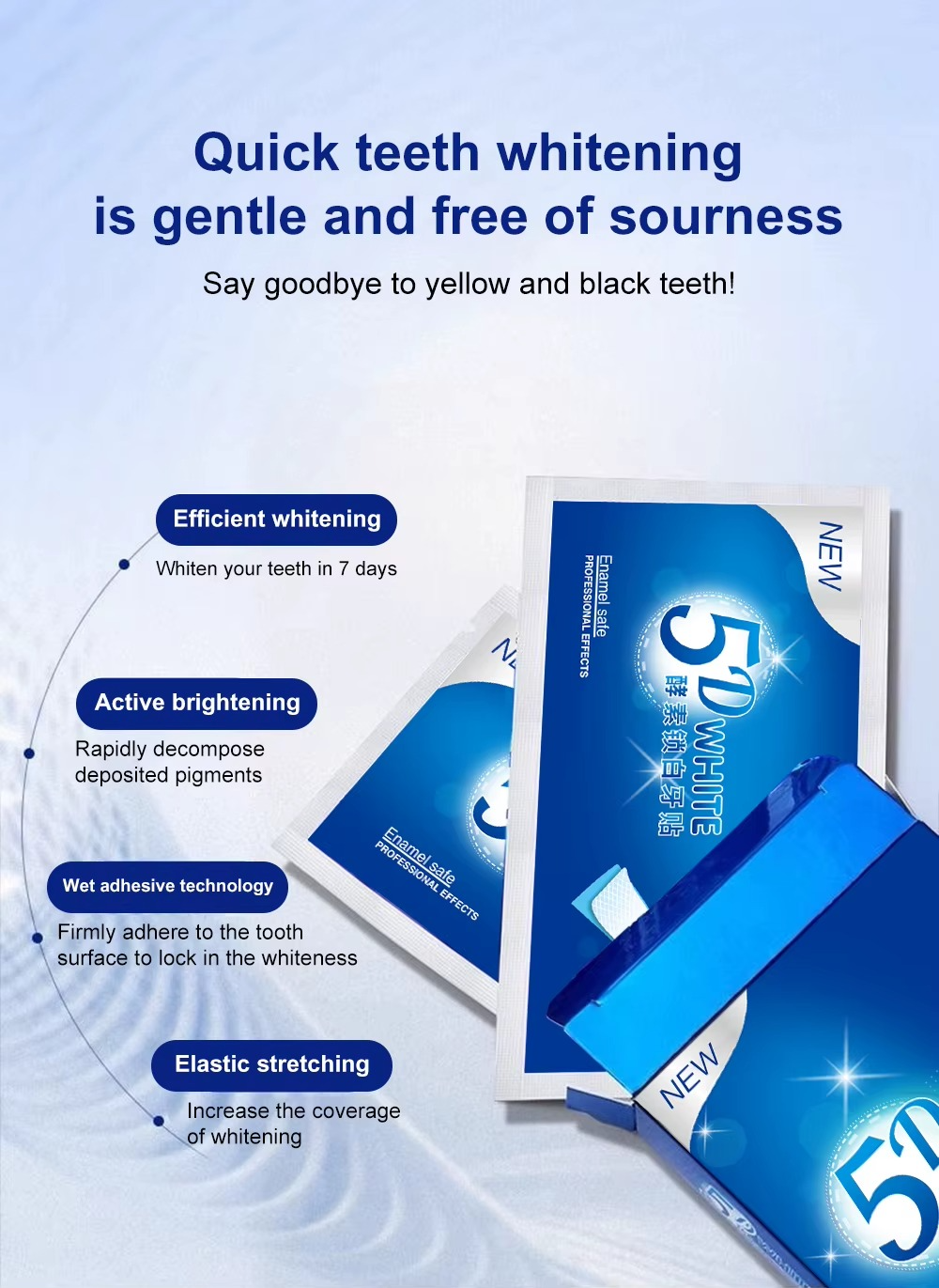 5D Teeth Whitening Strips - Powerful Stain Removal 7 Pairs