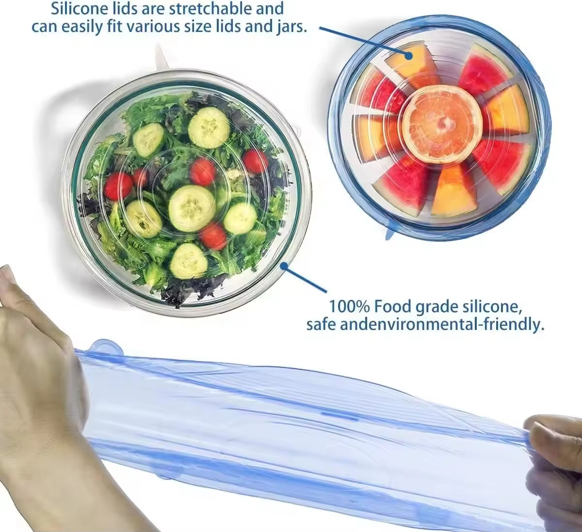 6pc Stretchable Silicone food covers for Food and Fruits