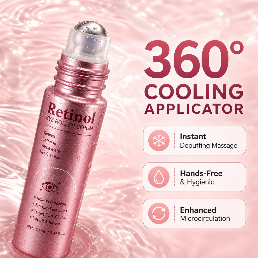 Retinol Eye Roller Serum for Puffy Eyes, Wrinkles and Dark Circles (Buy 1 Get 1 Free)