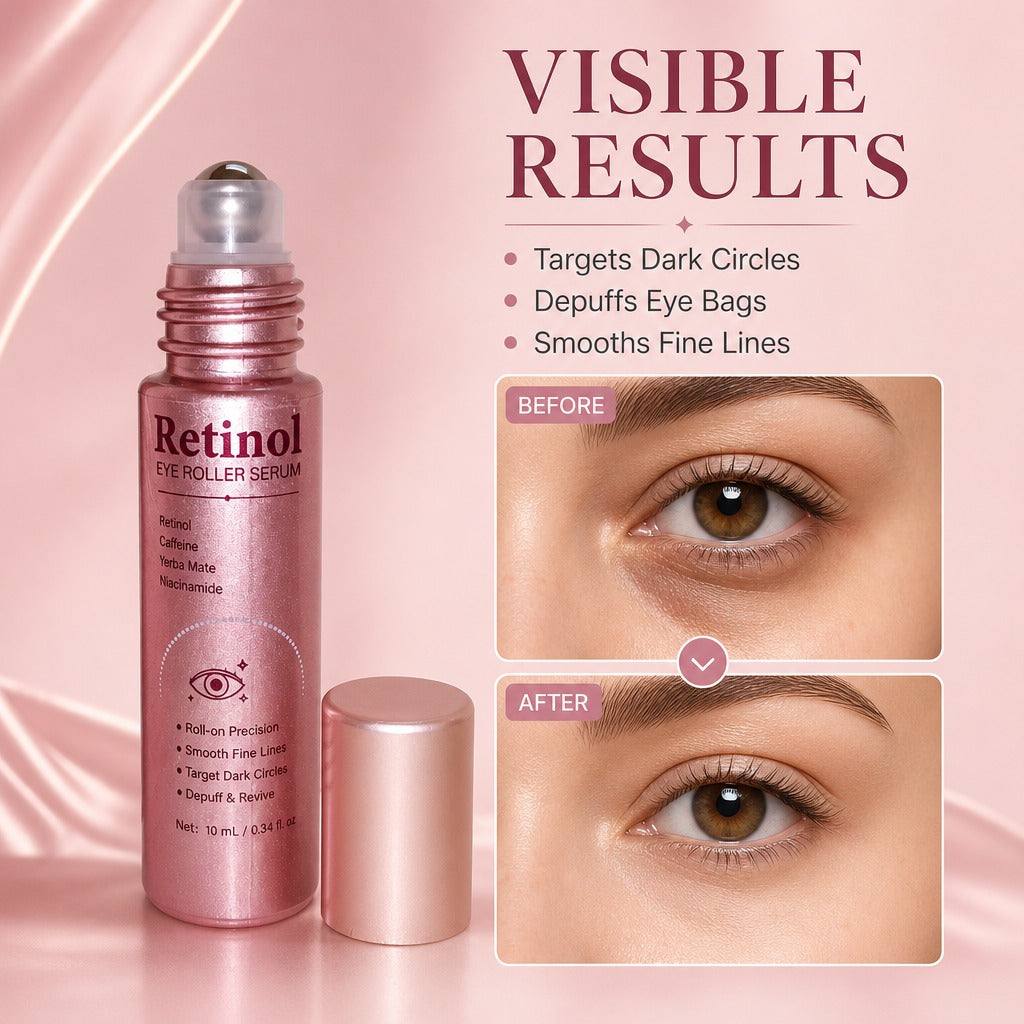 Retinol Eye Roller Serum for Puffy Eyes, Wrinkles and Dark Circles (Buy 1 Get 1 Free)