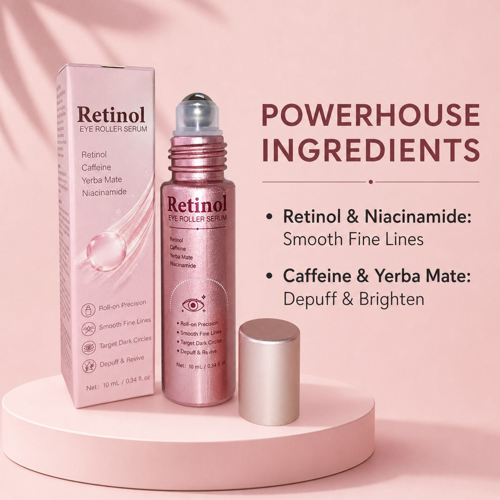 Retinol Eye Roller Serum for Puffy Eyes, Wrinkles and Dark Circles (Buy 1 Get 1 Free)