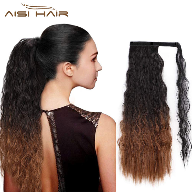 Synthetic Wavy Ponytail Hair Extension Wrap Around Fiber Hair extension with Heat Resistance