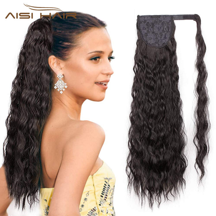 Synthetic Wavy Ponytail Hair Extension Wrap Around Fiber Hair extension with Heat Resistance