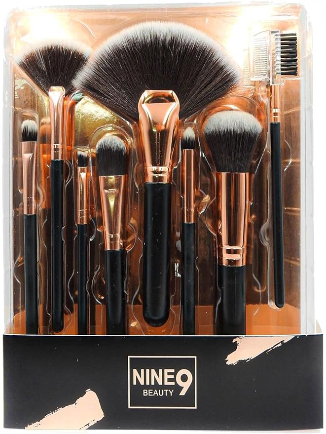 Nine 9 Make-Up Brushes Complete Set Of 8 High Quality Brushes,Cosmetic Brush Set. (black)