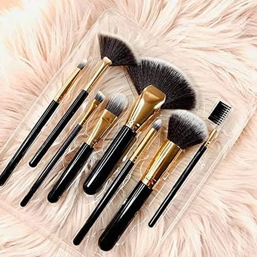 Nine 9 Make-Up Brushes Complete Set Of 8 High Quality Brushes,Cosmetic Brush Set. (black)