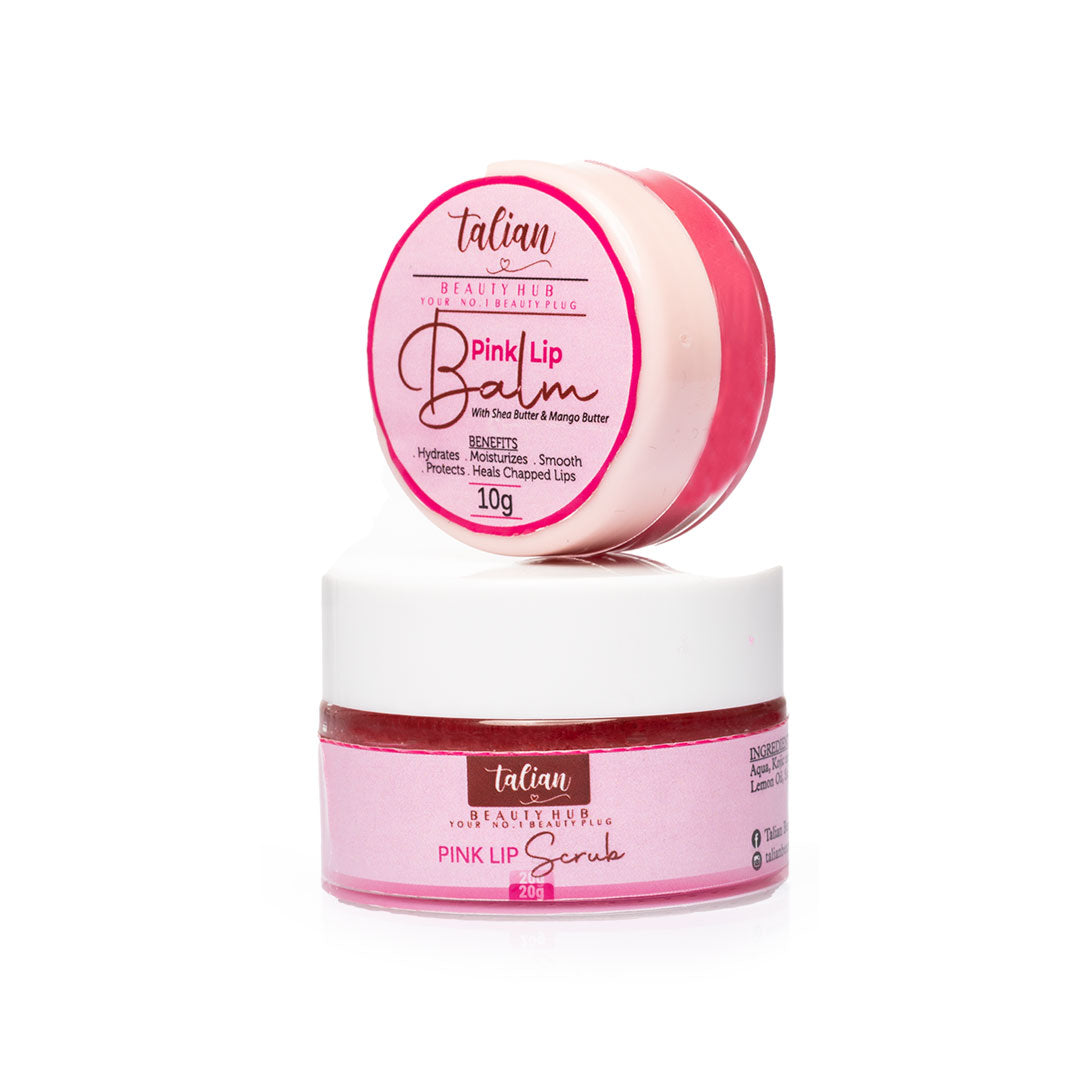 Pink Lip Therapy Combo, Lip Lightening scrub and Lip Cream, lip Nourishing Scrub and balm