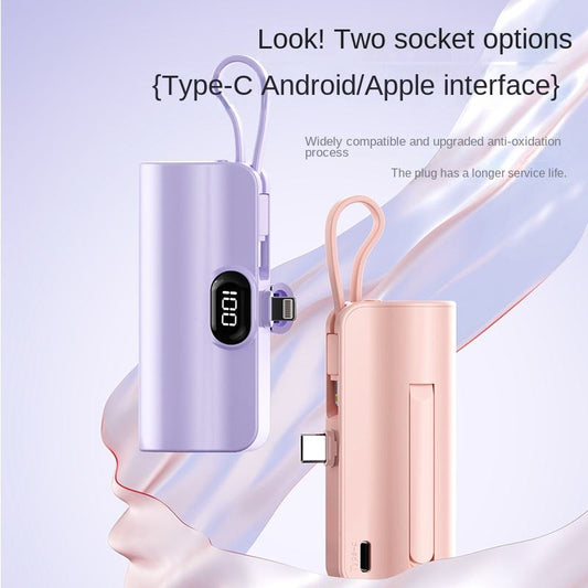 Super Mini Portable Capsule 5000mah Type C for Iphone and Android Mobile KC Power Bank with LED Display Portable Charger