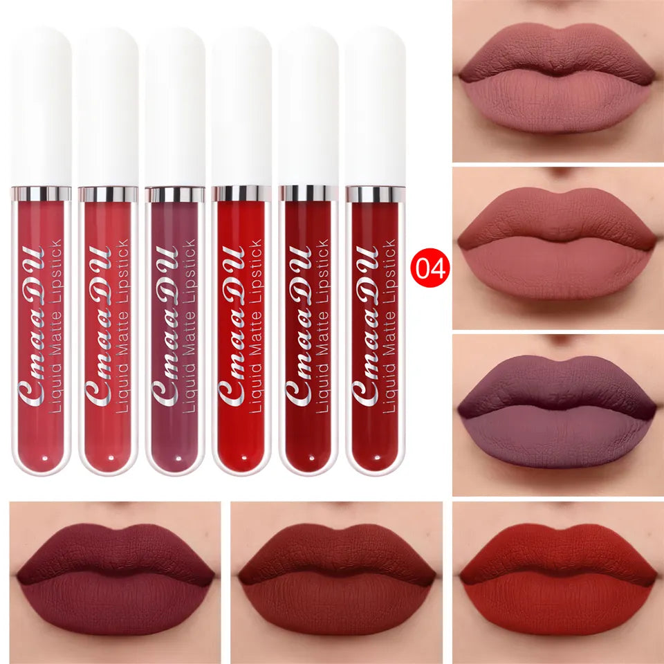 6 Colors/Set Fashion Matte Lip Gloss Sets Natural Moisturize Waterproof Lasting Velvet Sexy Liquid Lipstick