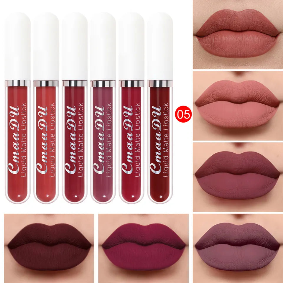 6 Colors/Set Fashion Matte Lip Gloss Sets Natural Moisturize Waterproof Lasting Velvet Sexy Liquid Lipstick