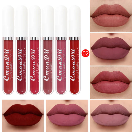 6 Colors/Set Fashion Matte Lip Gloss Sets Natural Moisturize Waterproof Lasting Velvet Sexy Liquid Lipstick