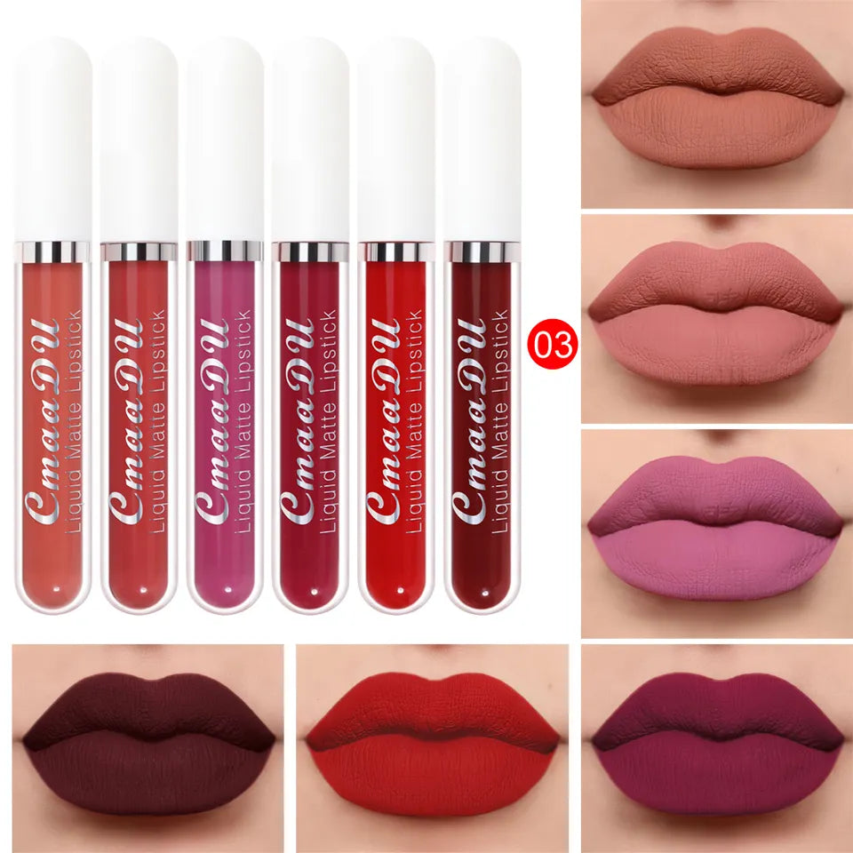 6 Colors/Set Fashion Matte Lip Gloss Sets Natural Moisturize Waterproof Lasting Velvet Sexy Liquid Lipstick