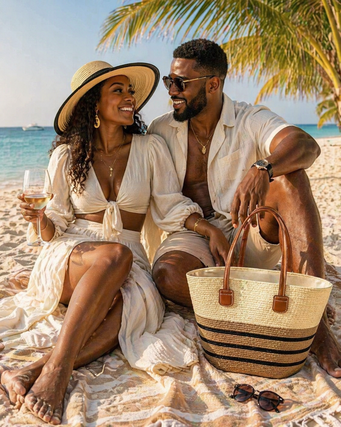 Luxe Straw Beach Bag & Hat Set
