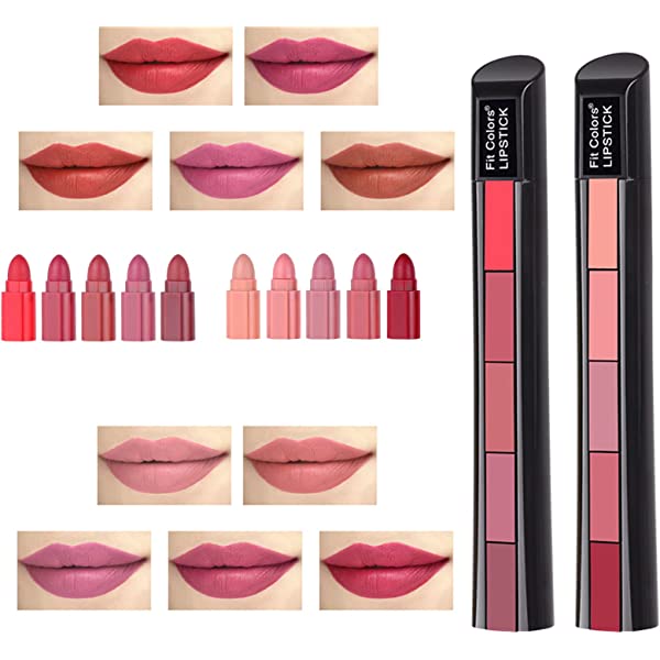 5 in 1 Long Lasting Nude and bright Colors Cosmetic Lipsticks