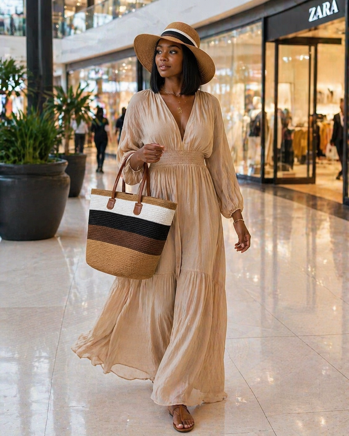 Luxe Straw Beach Bag & Hat Set