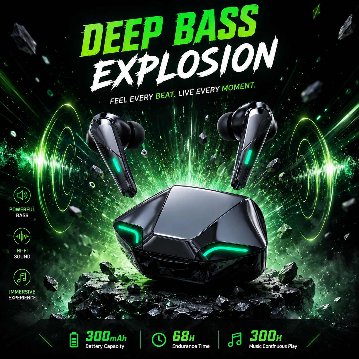 G11 Wireless Immersive Sound Gaming Earbuds – 300mAh Charging Case & Long Battery Life