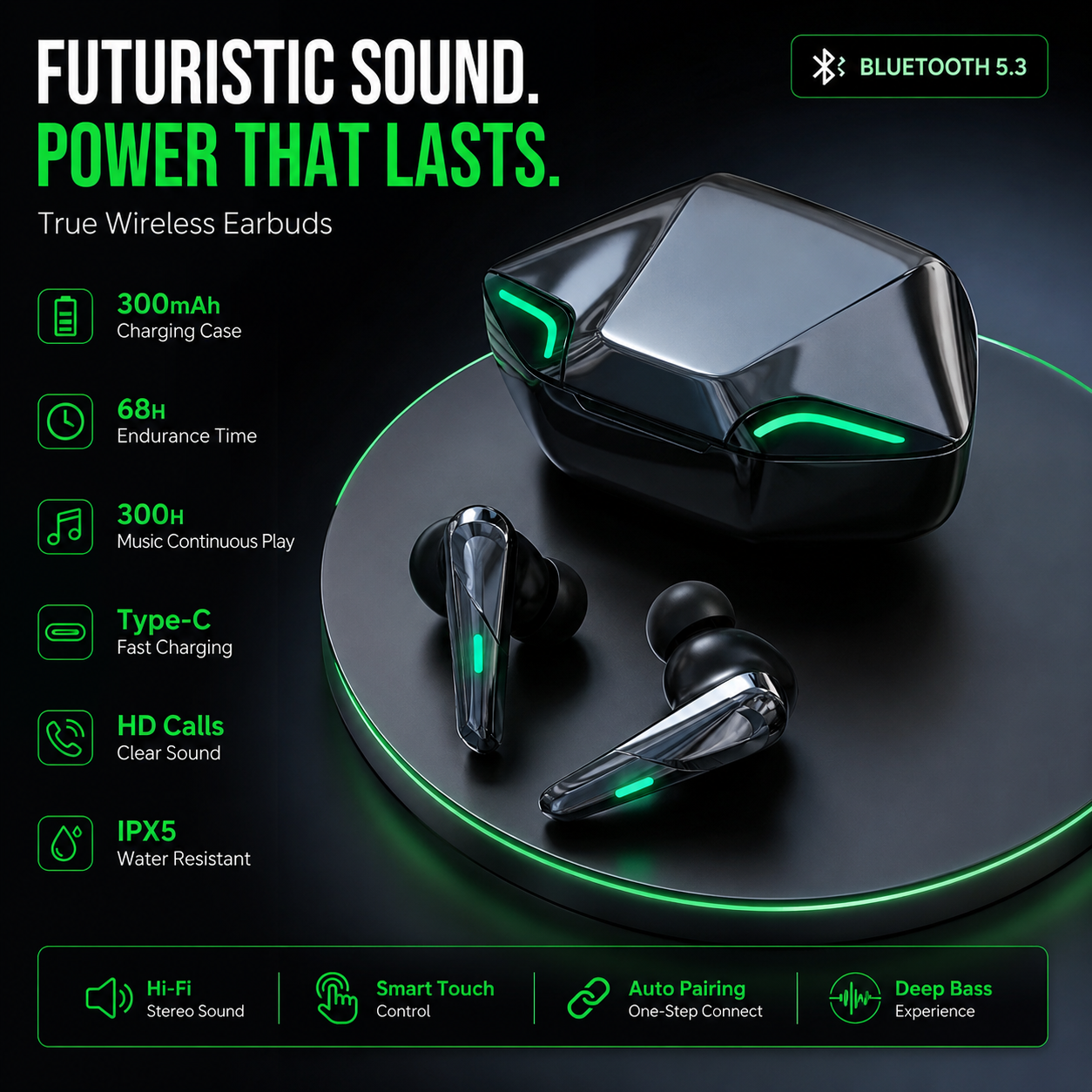 G11 Wireless Immersive Sound Gaming Earbuds – 300mAh Charging Case & Long Battery Life