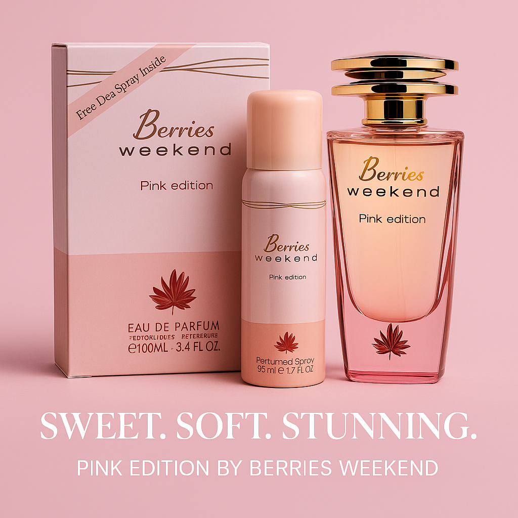 Berries Weekend Pink Edition Perfume 100ml with a free Berries Weekend Deodorant Spray 50ml