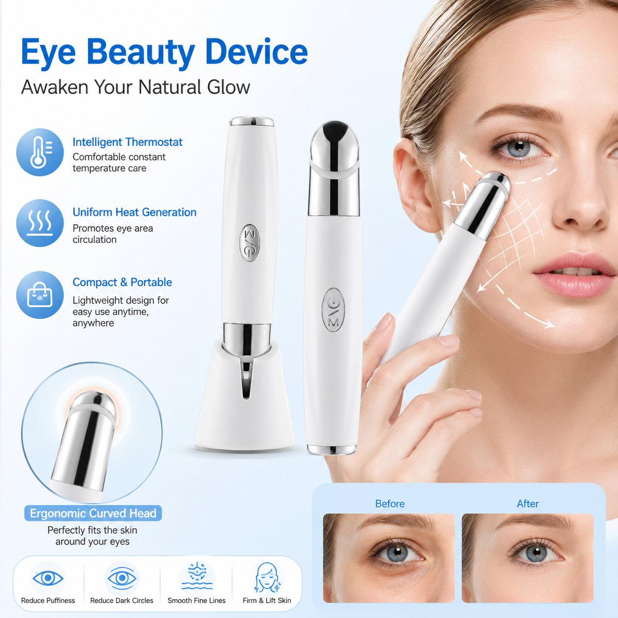 Led Micro Current Electric, Vibration Eye Rejuvenation Device - Eyebags, Dark Circles & Wrinkles