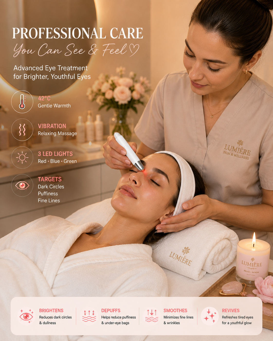 Led Micro Current Electric, Vibration Eye Rejuvenation Device - Eyebags, Dark Circles & Wrinkles