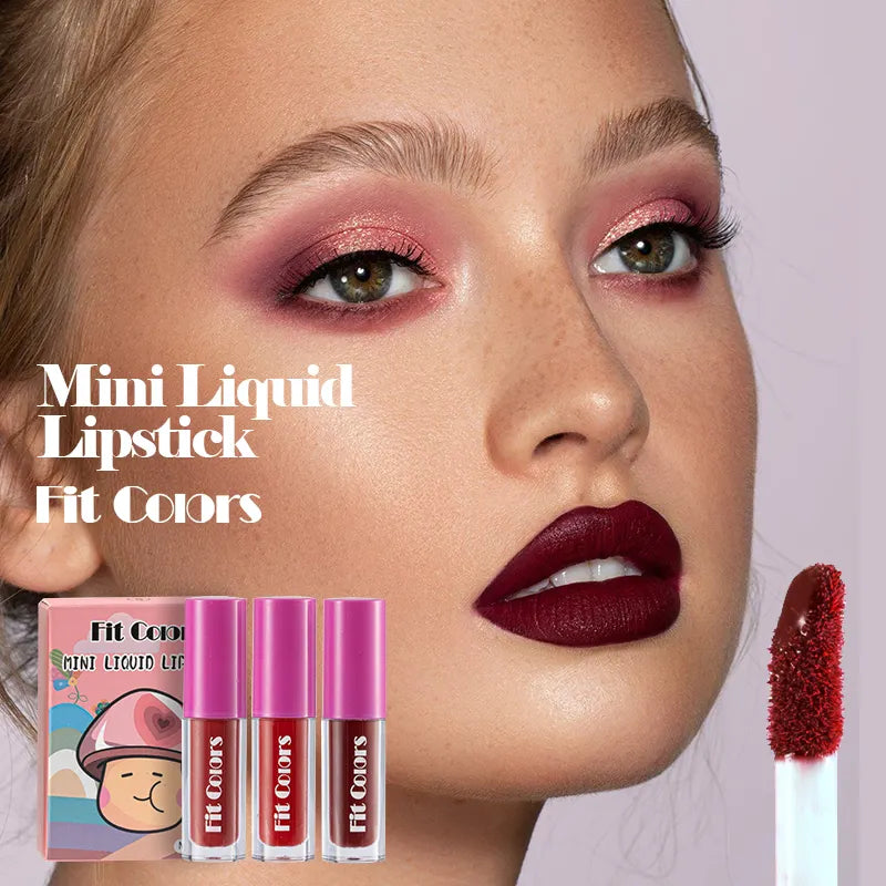 Fit Colors 3Pcs/set Mini Matte Velvet Lip Gloss Waterproof Long-lasting Matte Liquid Lipstick Cosmetic Beauty 24 Hours Makeup