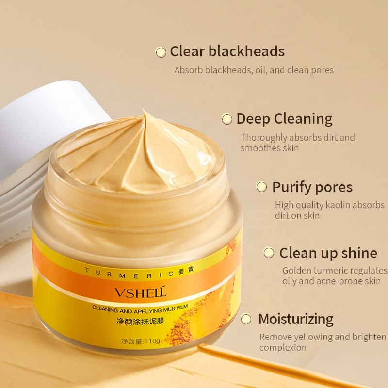 Turmeric Ayuverda Organic Kaolin Clay Mask  Detox Purify Pores Blackheads Oil Control Prevents Acne Growth  Facial mask