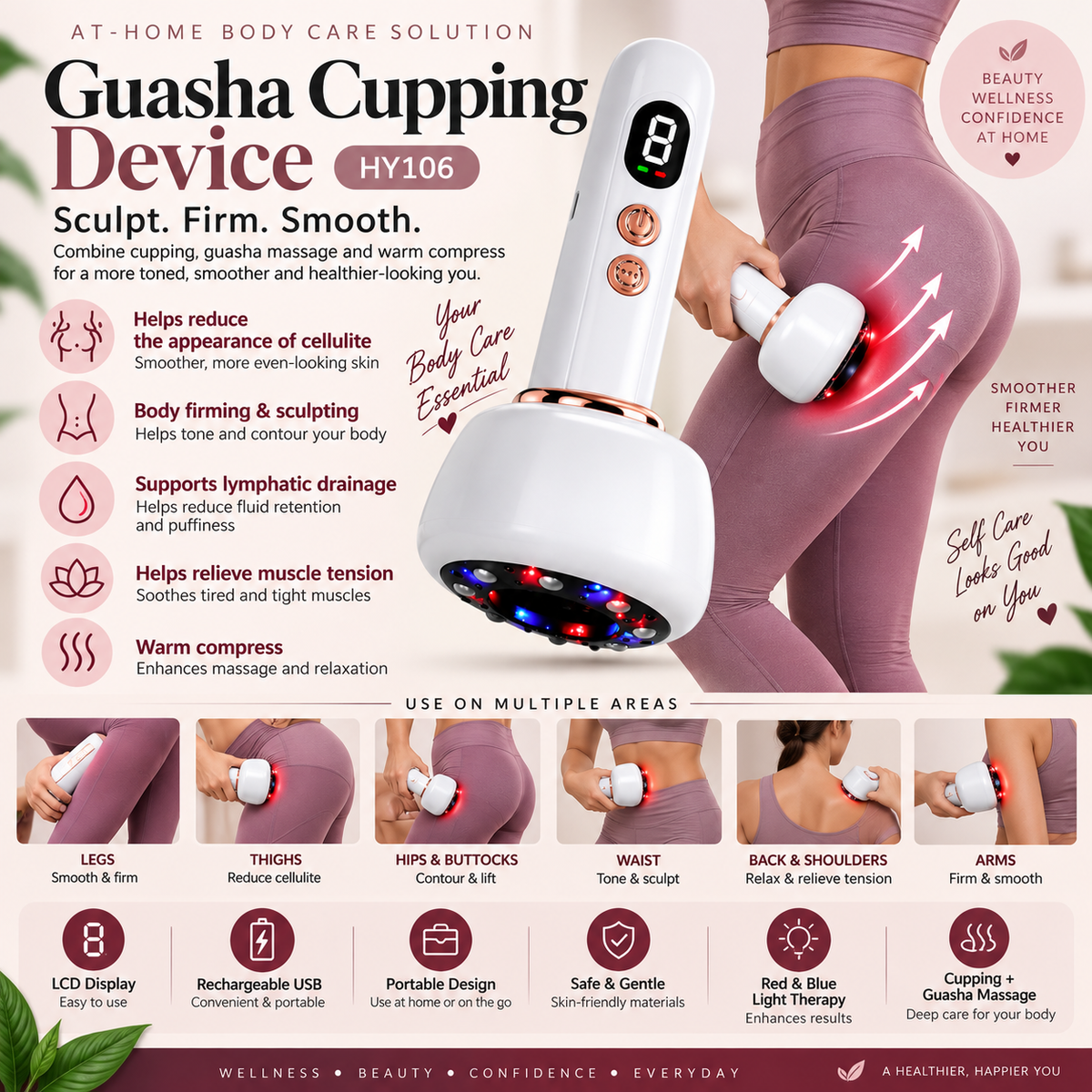 Rechargeable Microcurrent Body Sculpting and Contour Cupping Device.